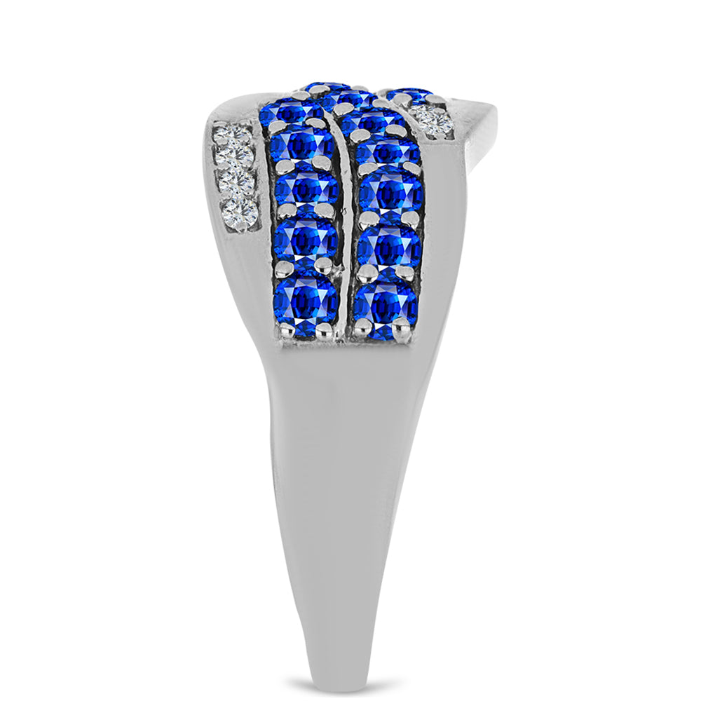 Stříbrný Prsten s Australským Modrým Safírem a Bílým Topazem