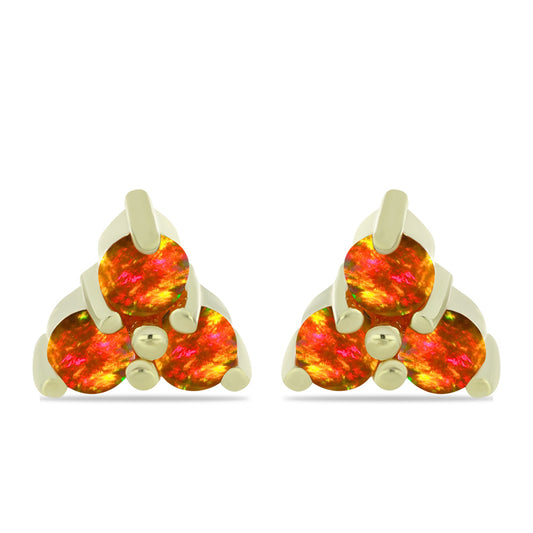 Pozlacené Stříbrné Náušnice s Americkým Ohnivým Opálem