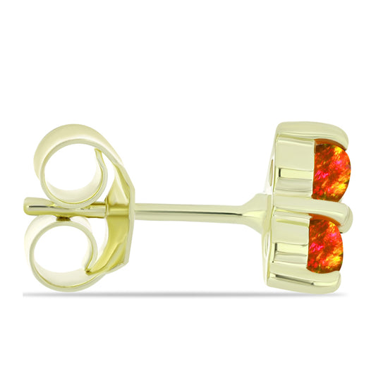 Pozlacené Stříbrné Náušnice s Americkým Ohnivým Opálem
