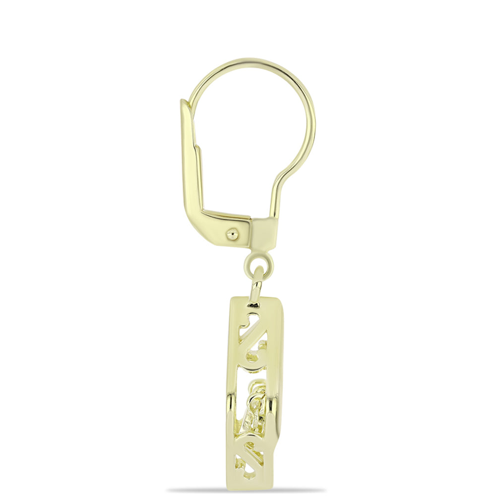 Pozlacené Stříbro 925/1000 - Náušnice s Champagne Diamantem - Karátové číslo: 0.01. přibližná hmotnost: 2.98 gramů