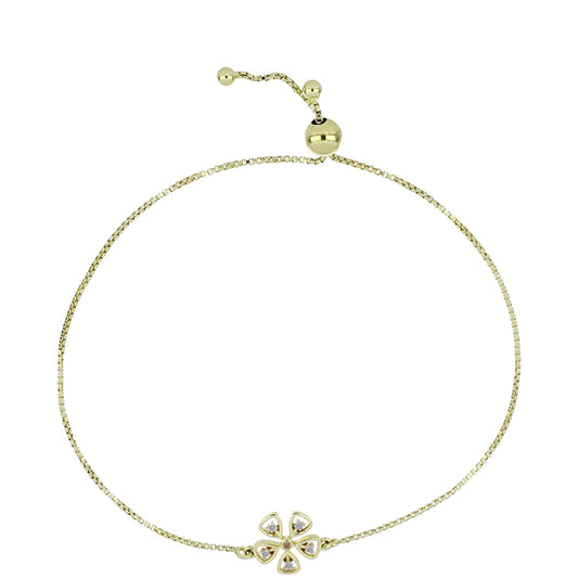 Pozlacené Stříbro 925/1000 - Náramek s Champagne Diamantem a Bílým Diamantem - Karátové číslo: 0.05. přibližná hmotnost: 2.92 gramů