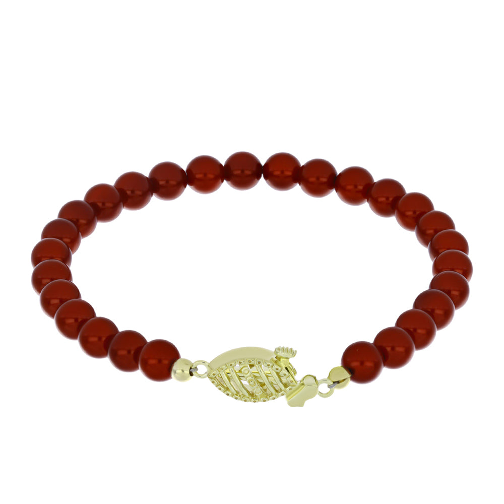 Pozlacené Stříbro 925/1000 - Náramek s Červená sladkovodní Perlou - Karátové číslo: 38.42. přibližná hmotnost: 9.52 gramů