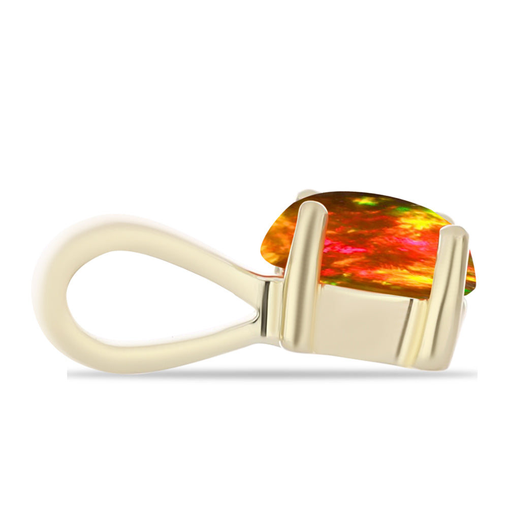 Pozlacené Stříbro 925/1000 - Přívěsek s Americkým Ohnivým Opálem - Karátové číslo: 0.18. přibližná hmotnost: 0.38 gramů