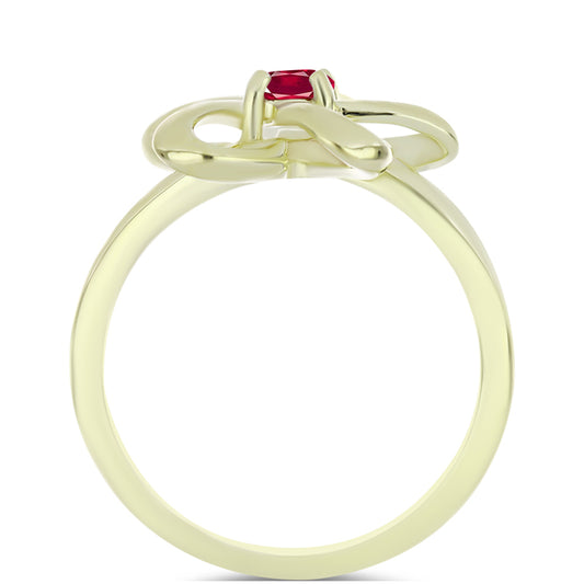 Pozlacené Stříbro 925/1000 - Prsten s Madagaskarským Rubínem - Karátové číslo: 0.35. přibližná hmotnost: 3.07 gramů