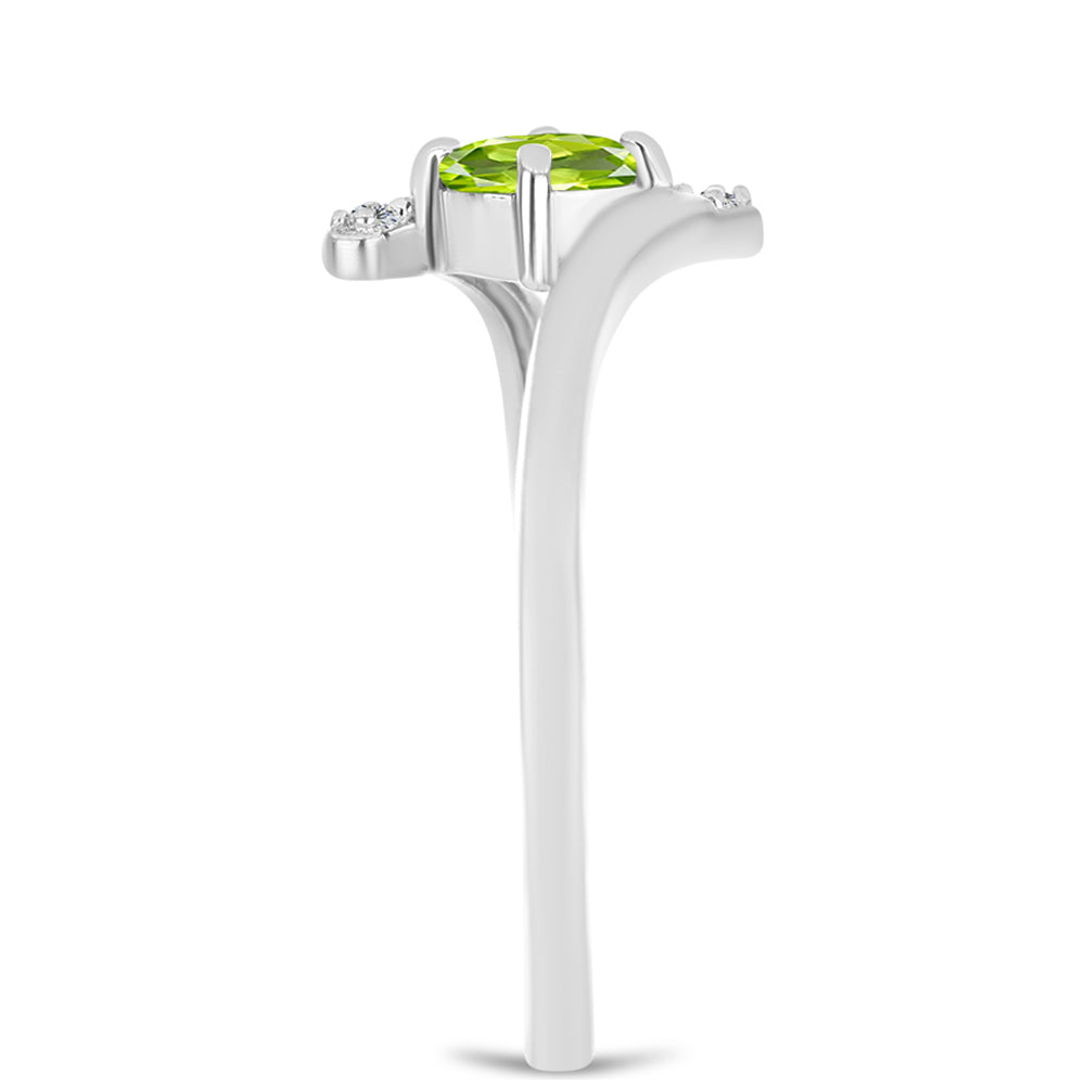 Stříbrný Prsten s Čchang-pajským Peridotem a Bílým Topazem