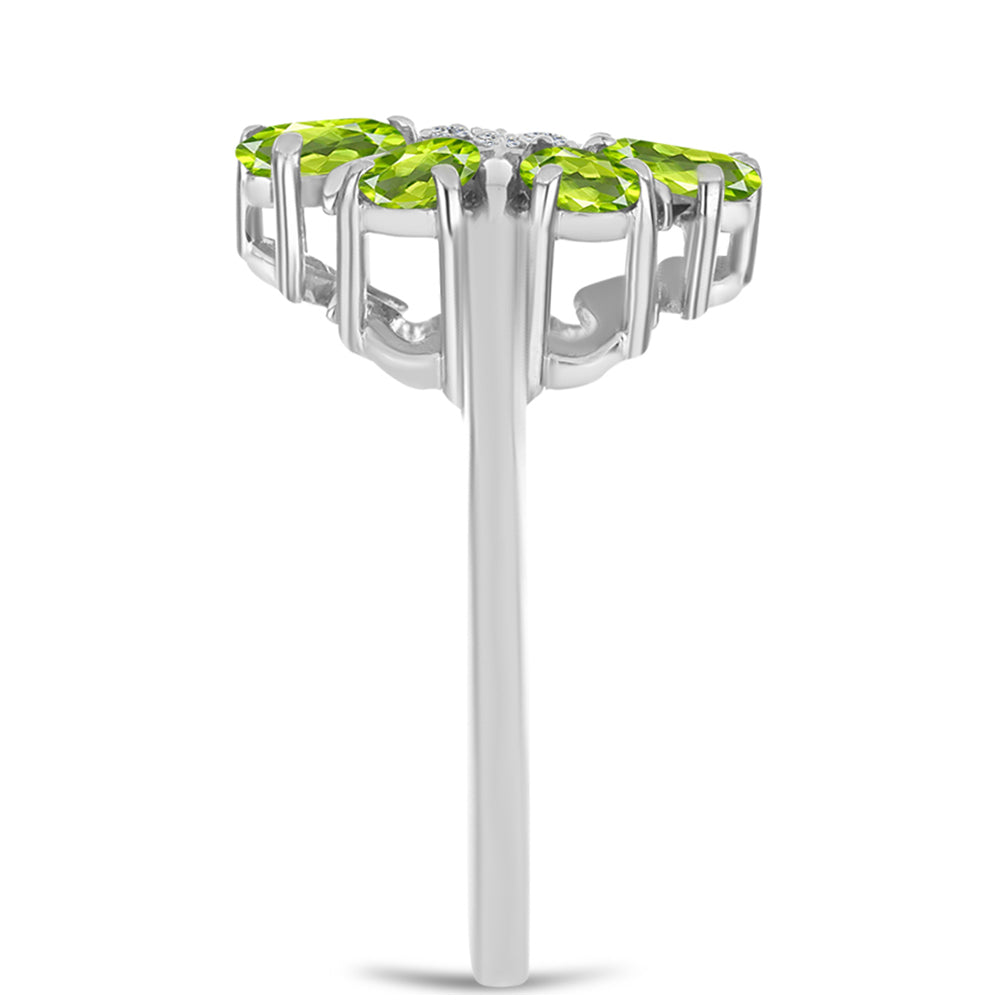 Stříbrný Prsten s Čchang-pajským Peridotem a Bílým Topazem