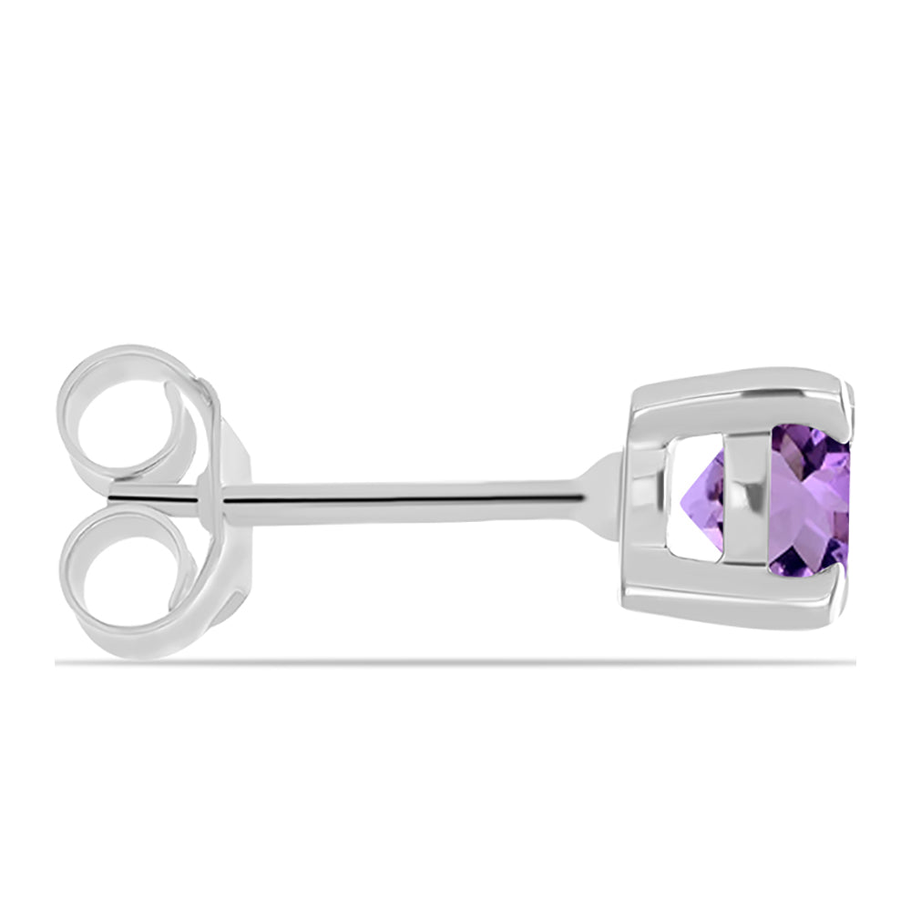 Stříbro 925/1000 - Náušnice s Rose de France Ametystem - Karátové číslo: 0.86. přibližná hmotnost: 1.34 gramů