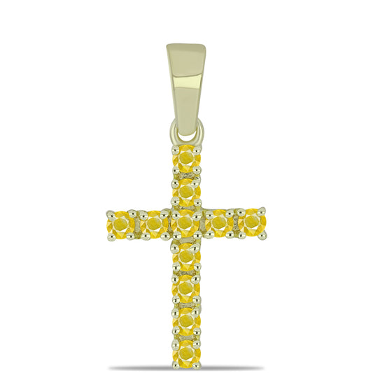 Pozlacené Stříbro 925/1000 - Přívěsek s Roseberským Žlutým Safírem - Karátové číslo: 0.46. přibližná hmotnost: 1.3 gramů