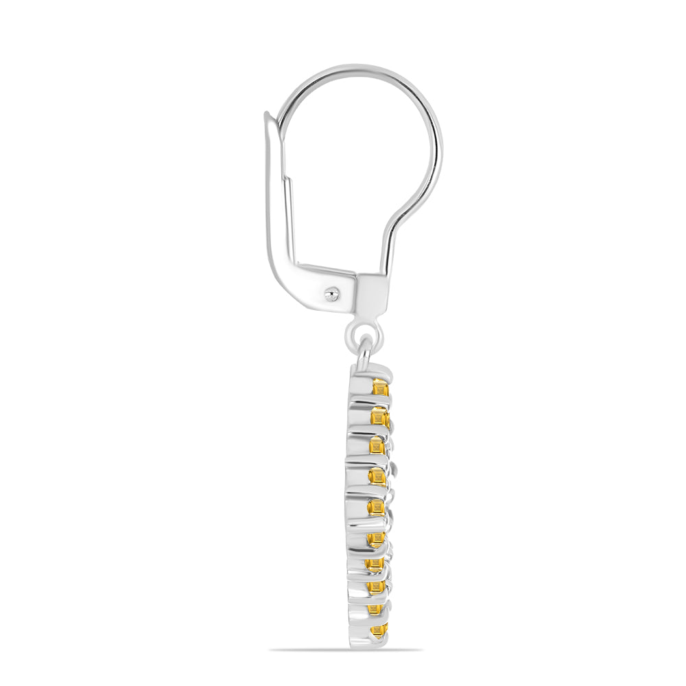 Stříbro 925/1000 - Náušnice s Uralským Citrínem - Karátové číslo: 1.65. přibližná hmotnost: 3.42 gramů