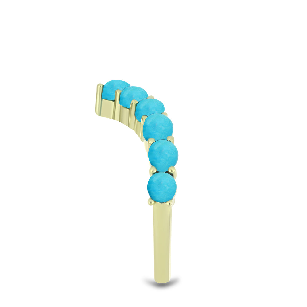 Pozlacené Stříbro 925/1000 - Prsten s Tyrkysem Sleeping Beauty - Karátové číslo: 1.52. přibližná hmotnost: 2.71 gramů