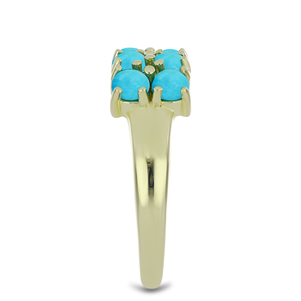 Pozlacené stříbro 925/1000 Prsten s Tyrkysem Sleeping Beauty a Bílým Topazem - Karátové číslo: 1.4. přibližná hmotnost: 3.22 gramů