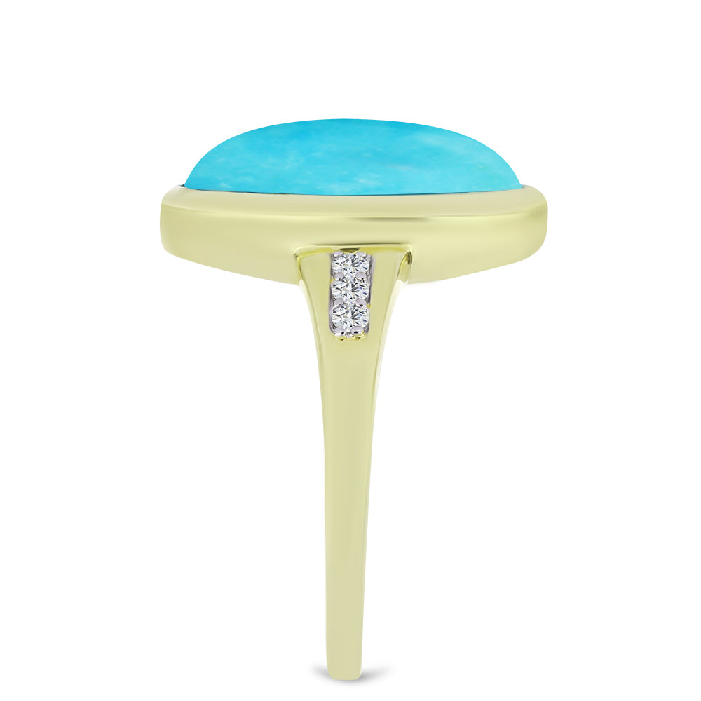 Pozlacený Stříbrný Prsten s Tyrkysem Sleeping Beauty a Bílým Topazem