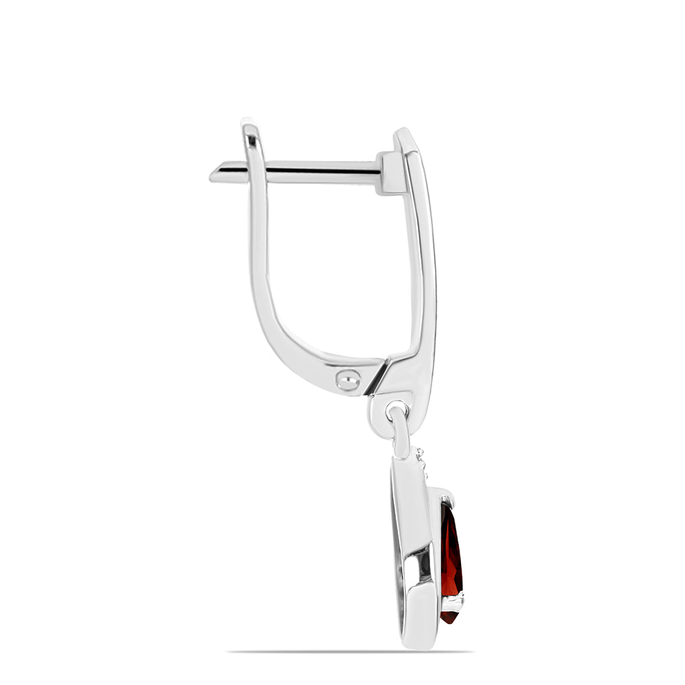 Stříbrné Náušnice s Bartonským Granátem a Bílým Topazem