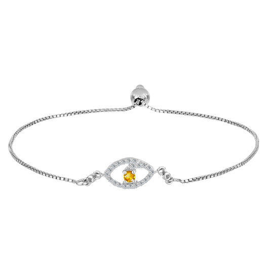 Stříbro 925/1000 - Náramek s Uralským Citrínem a Bílým Topazem - Karátové číslo: 0.33. přibližná hmotnost: 2.84 gramů