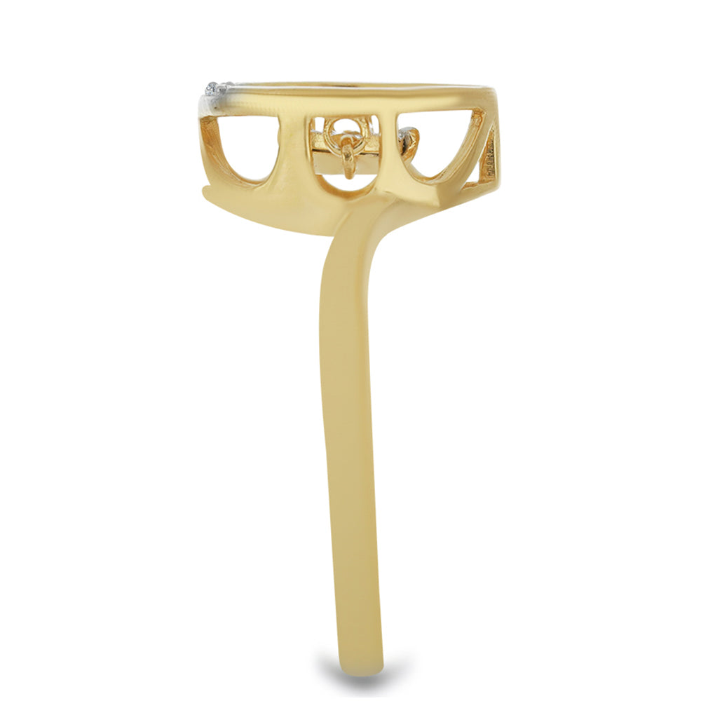 Pozlacené Stříbro 925/1000 - Prsten s Bílým Diamantem a Bílým Zirkonem - Karátové číslo: 0.05. přibližná hmotnost: 2.57 gramů