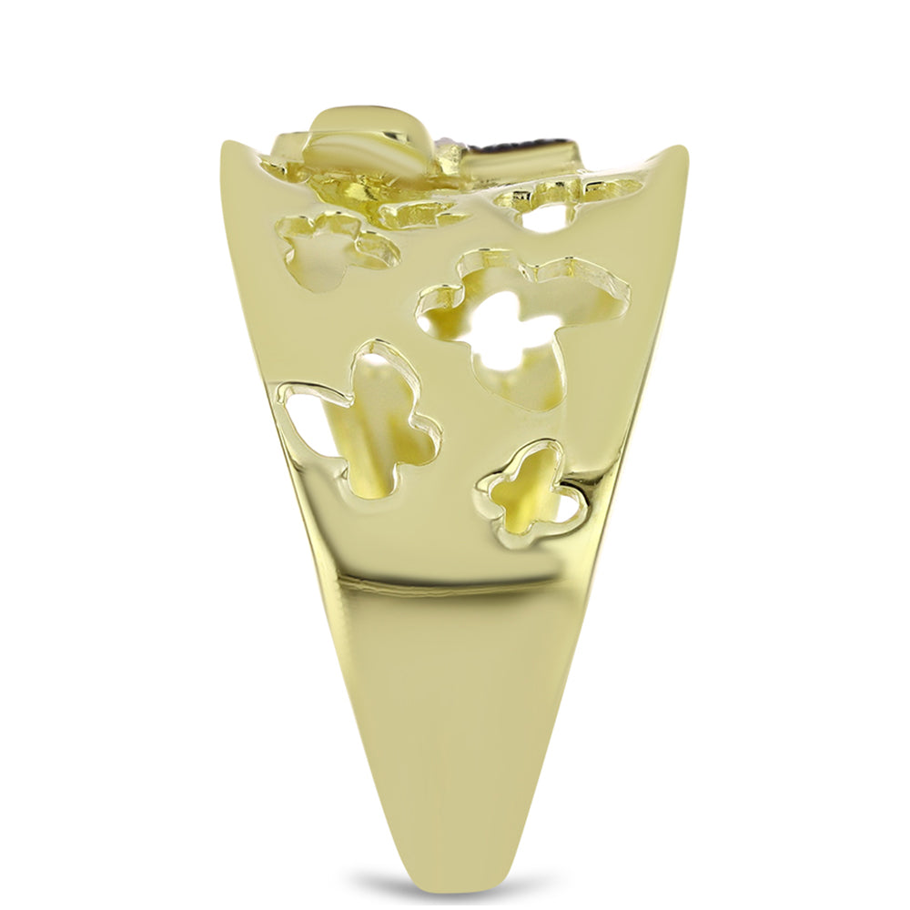 Pozlacený Stříbrný Prsten se Zeleným Diamantem a Bílým Diamantem