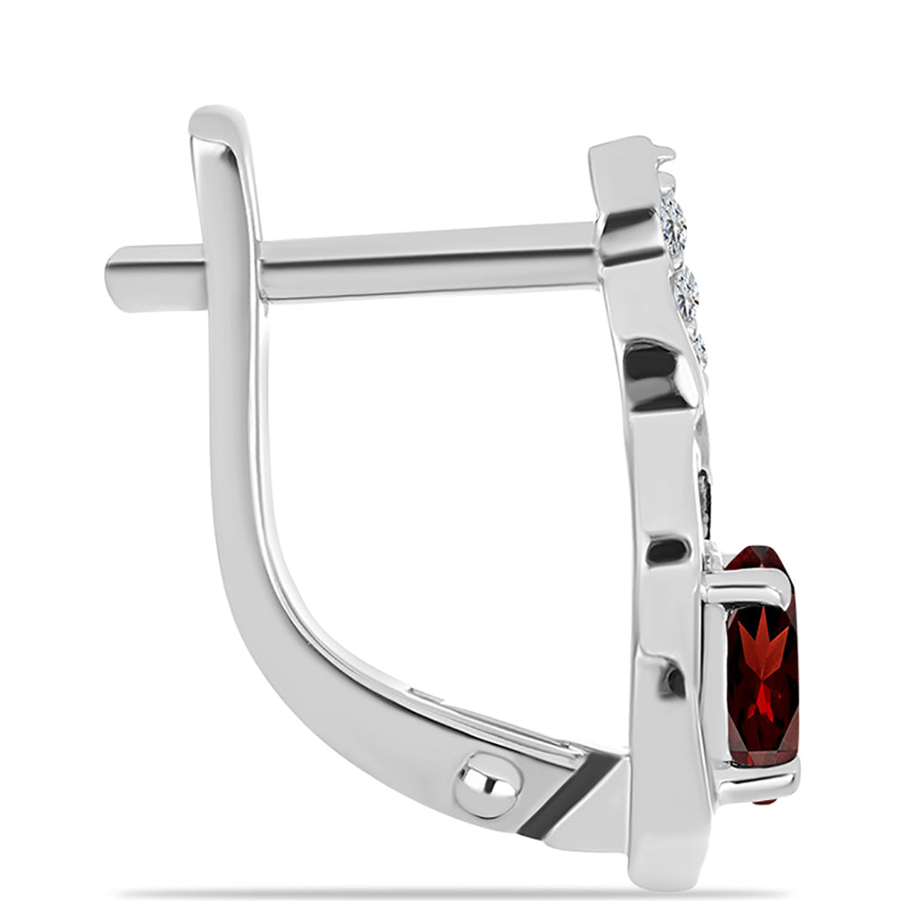Stříbrné Náušnice s Bartonským Granátem a Bílým Topazem