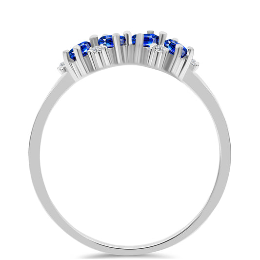 Stříbro 925/1000 - Prsten s Australským Modrým Safírem a Bílým Topazem - Karátové číslo: 0.6. přibližná hmotnost: 2.02 gramů