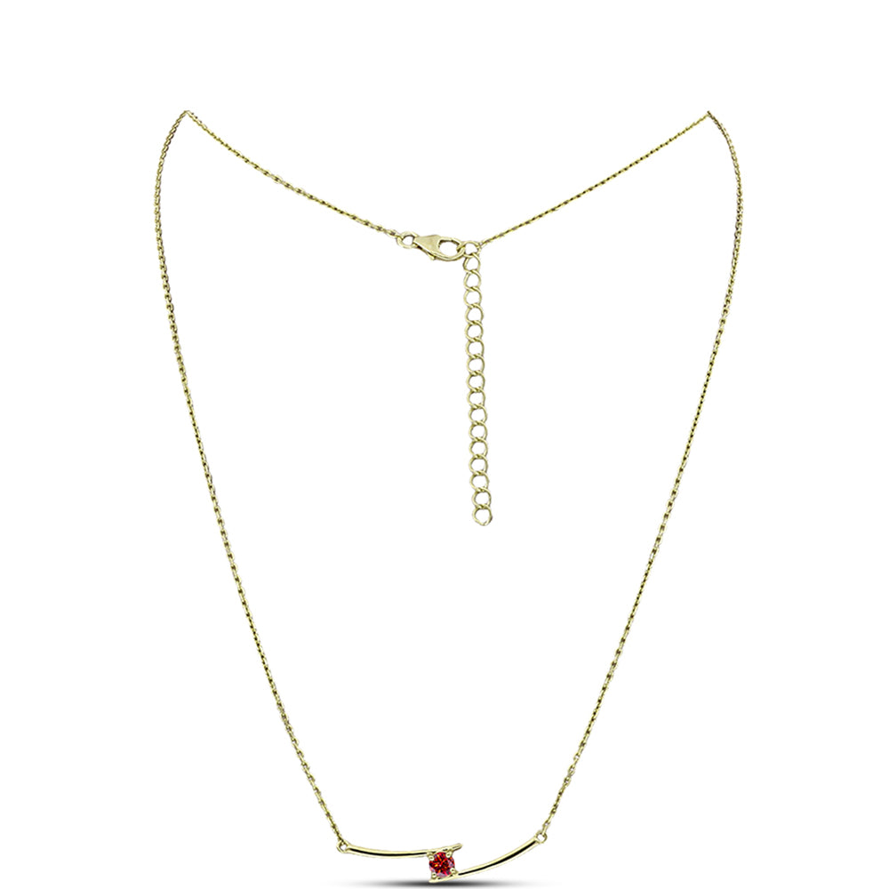 Pozlacené stříbro 925/1000 Náhrdelník s Majestátním červeným moissanitem - Karátové číslo: 0.23. přibližná hmotnost: 3.21 gramů