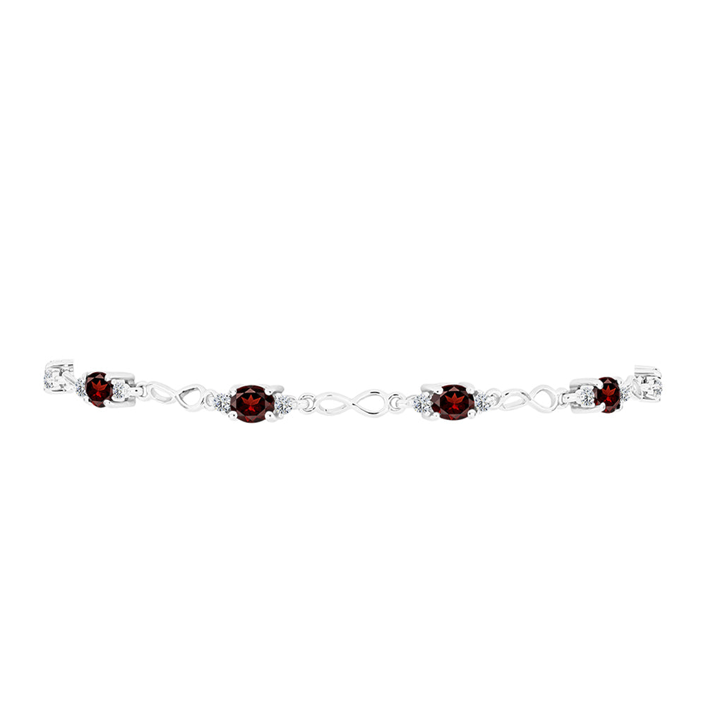 Stříbrný Náramek s Bartonským Granátem a Bílým Topazem