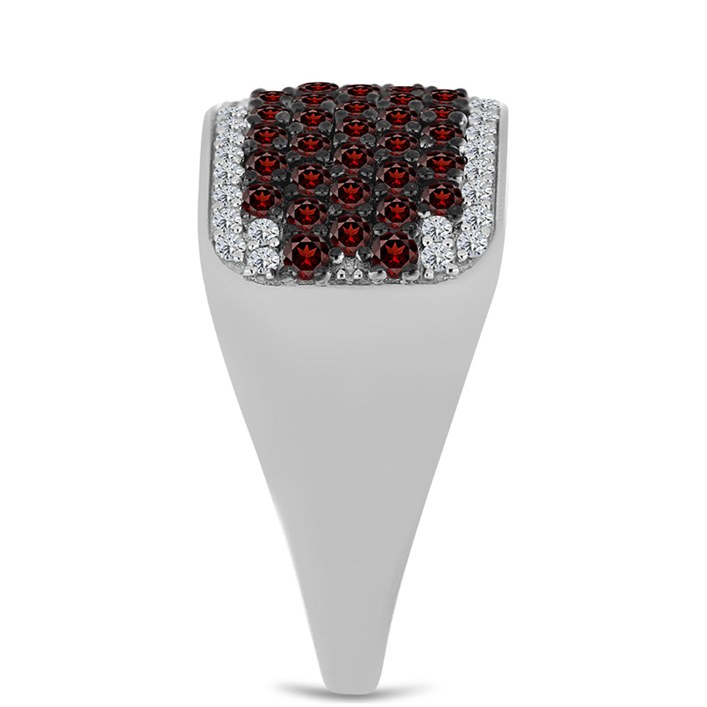 Stříbrný Prsten s Bartonským Granátem a Bílým Topazem