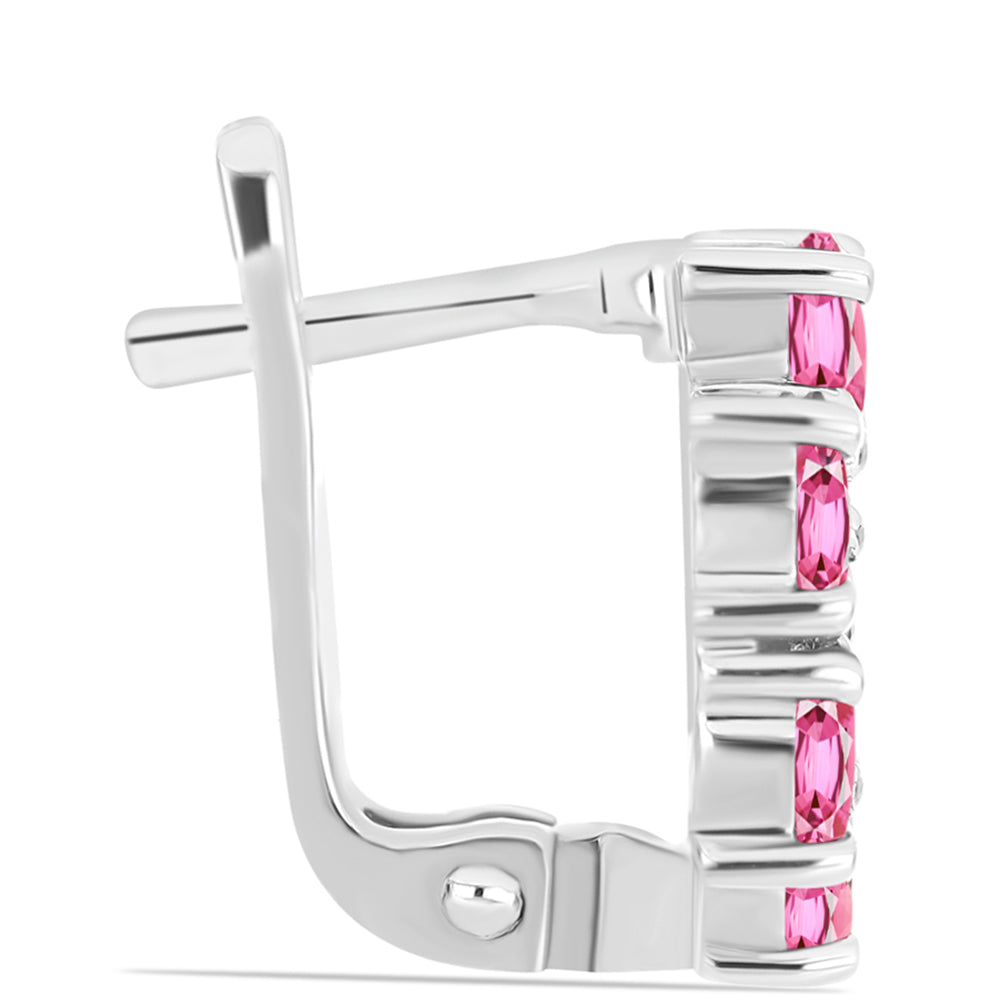 Stříbro 925/1000 - Náušnice s Růžovým Turmalínem z Pelmadulla - Karátové číslo: 2.23. přibližná hmotnost: 3.55 gramů