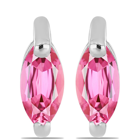 Stříbro 925/1000 - Náušnice s Růžovým Turmalínem z Pelmadulla - Karátové číslo: 0.28. přibližná hmotnost: 0.91 gramů