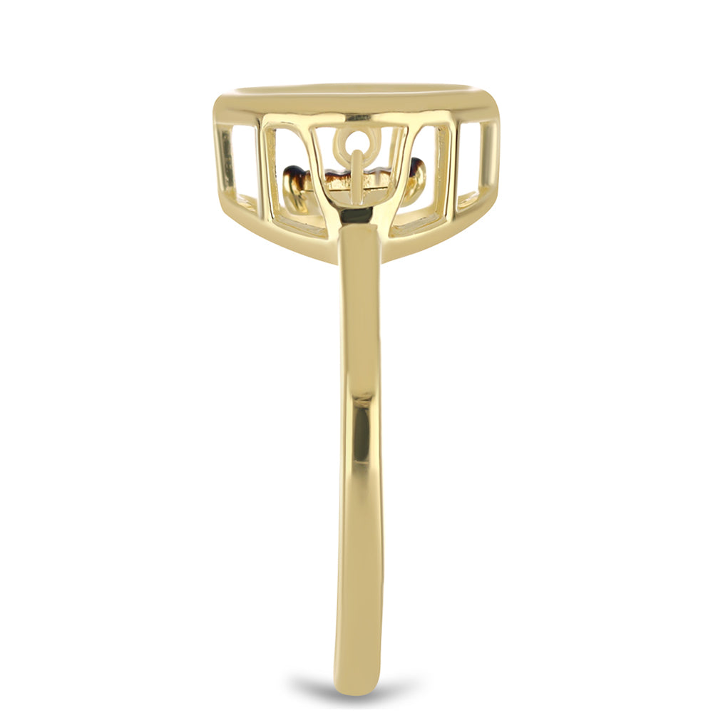 Pozlacené Stříbro 925/1000 - Prsten s Modrým tančícím diamantem - Karátové číslo: 0.01. přibližná hmotnost: 2.34 gramů