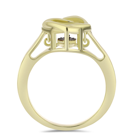 Pozlacené Stříbro 925/1000 - Prsten s Modrým tančícím diamantem - Karátové číslo: 0.01. přibližná hmotnost: 3.24 gramů