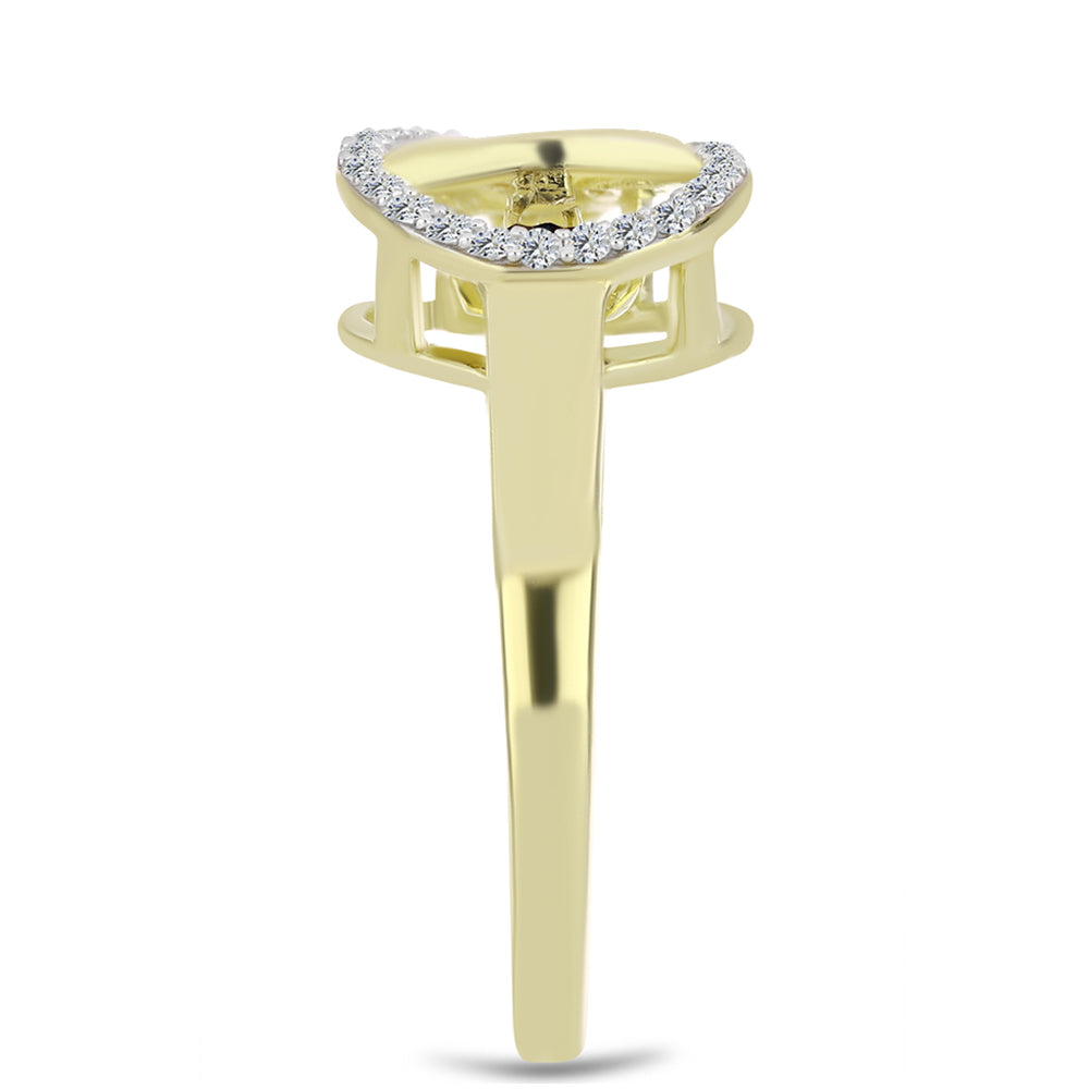 Pozlacené Stříbro 925/1000 - Prsten s Modrým tančícím diamantem a Bílým Topazem - Karátové číslo: 0.21. přibližná hmotnost: 2.81 gramů