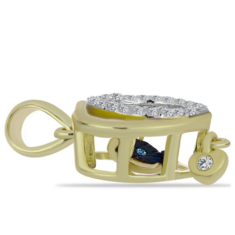 Pozlacený Stříbrný Přívěsek s Modrým tančícím diamantem a Bílým Topazem