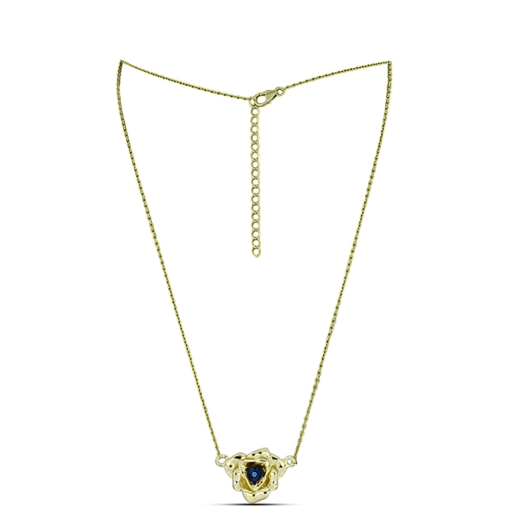 Pozlacené Stříbro 925/1000 - Náhrdelník s Modrým tančícím diamantem - Karátové číslo: 0.01. přibližná hmotnost: 4.73 gramů