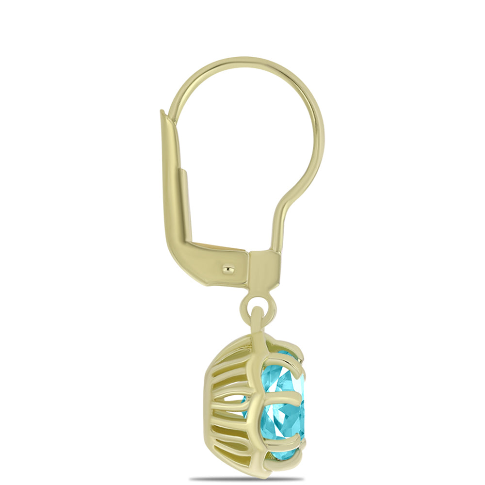 Pozlacené stříbro 925/1000 Náušnice s Paraiba Křemenem - Karátové číslo: 2.38. přibližná hmotnost: 2.85 gramů