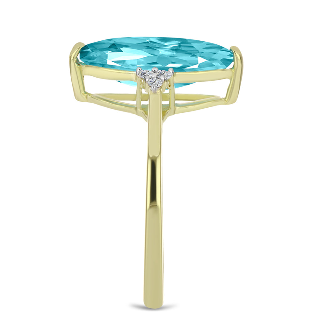 Pozlacený Stříbrný Prsten s Paraiba Křemenem a Bílým Topazem