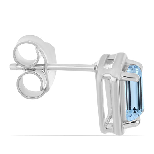 Stříbro 925/1000 Náušnice s Akvamarínem z Embu County - Karátové číslo: 1.04. přibližná hmotnost: 2.02 gramů