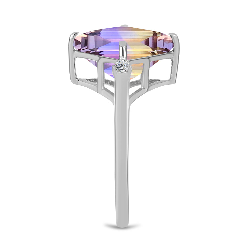 Stříbrný Prsten s Anahi Ametrínem a Bílým Topazem