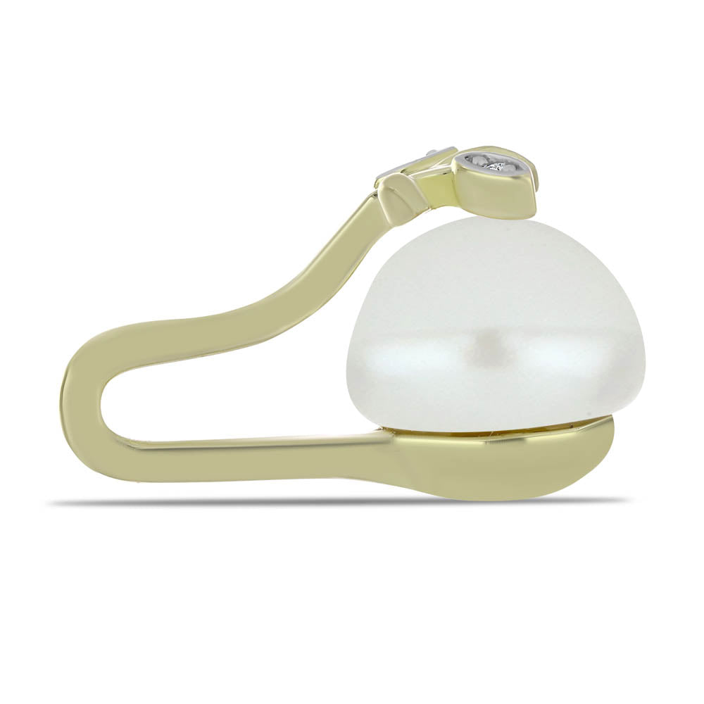 Pozlacené Stříbro 925/1000 - Přívěsek s Bílou Sladkovodní Perlou a Bílým Topazem - Karátové číslo: 5.67. přibližná hmotnost: 2.52 gramů