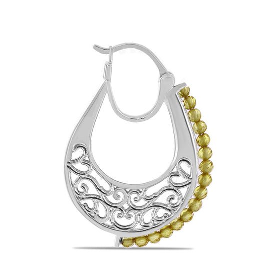 Stříbro 925/1000 - Náušnice s Uralským Citrínem - Karátové číslo: 2.7. přibližná hmotnost: 8.53 gramů