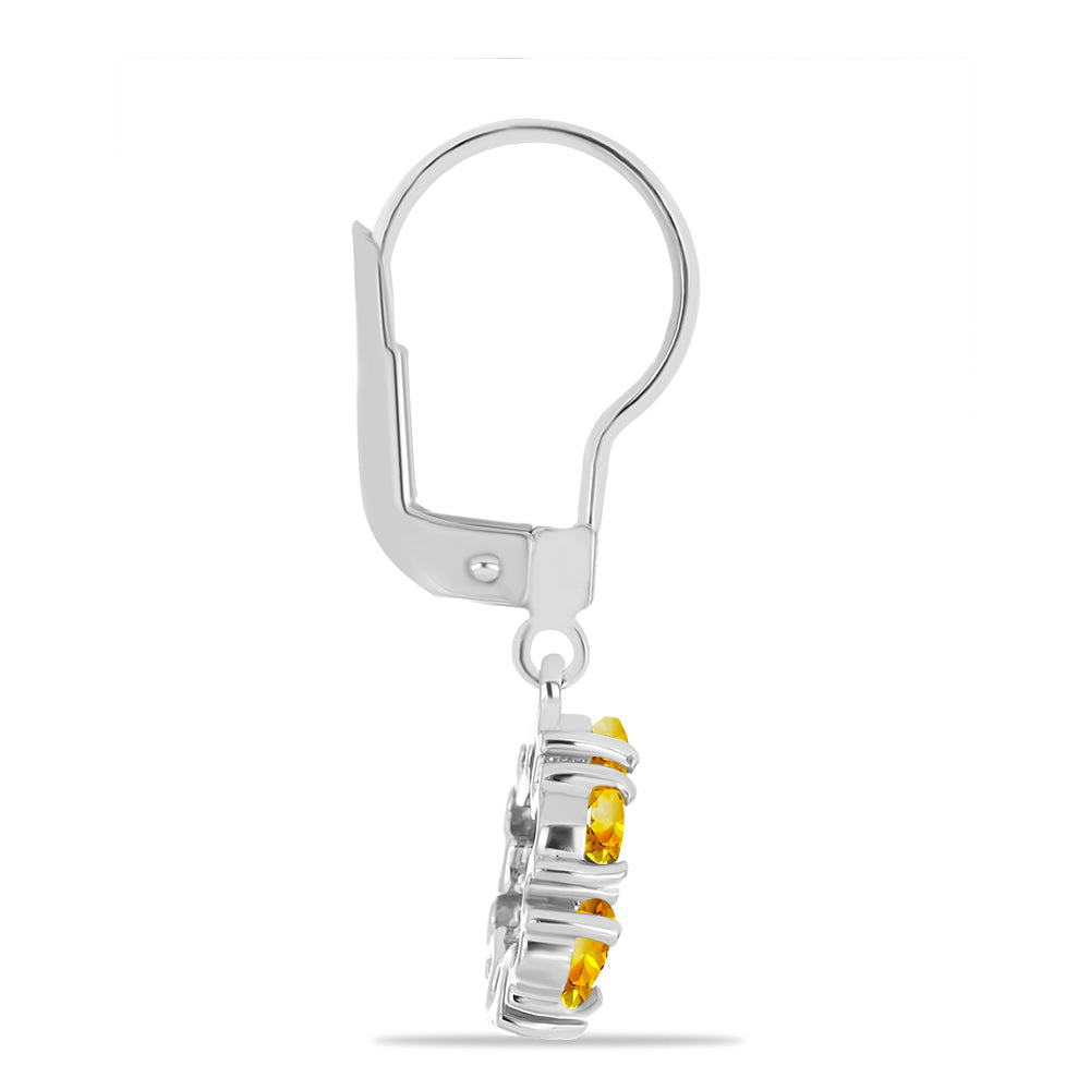 Stříbrné Náušnice s Uralským Citrínem a Bílým Topazem