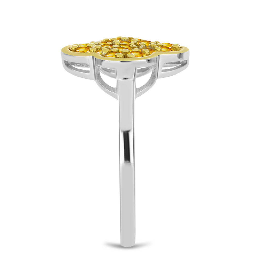 Stříbro 925/1000 - Prsten s Uralským Citrínem - Karátové číslo: 0.73. přibližná hmotnost: 2.56 gramů