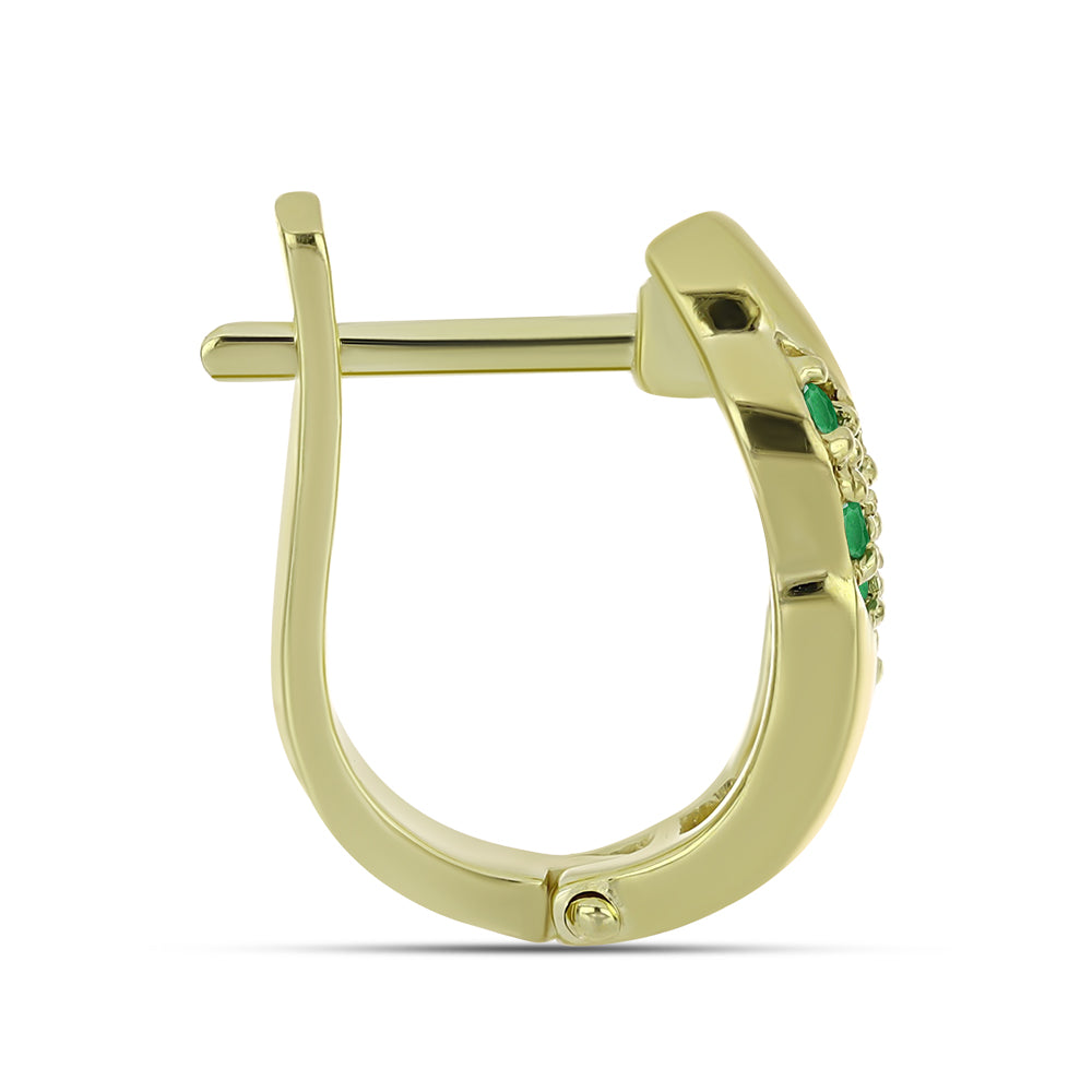 Pozlacené Stříbro 925/1000 - Náušnice s Zambijským Smaragdem - Karátové číslo: 0.28. přibližná hmotnost: 4.41 gramů