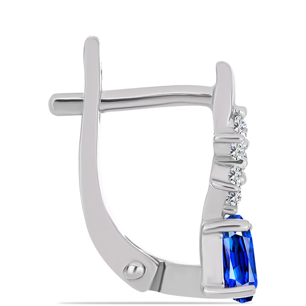 925 / 1000 Sterlingové Stříbro Náušnice s Australským Modrým Safírem a Bílým Topazem