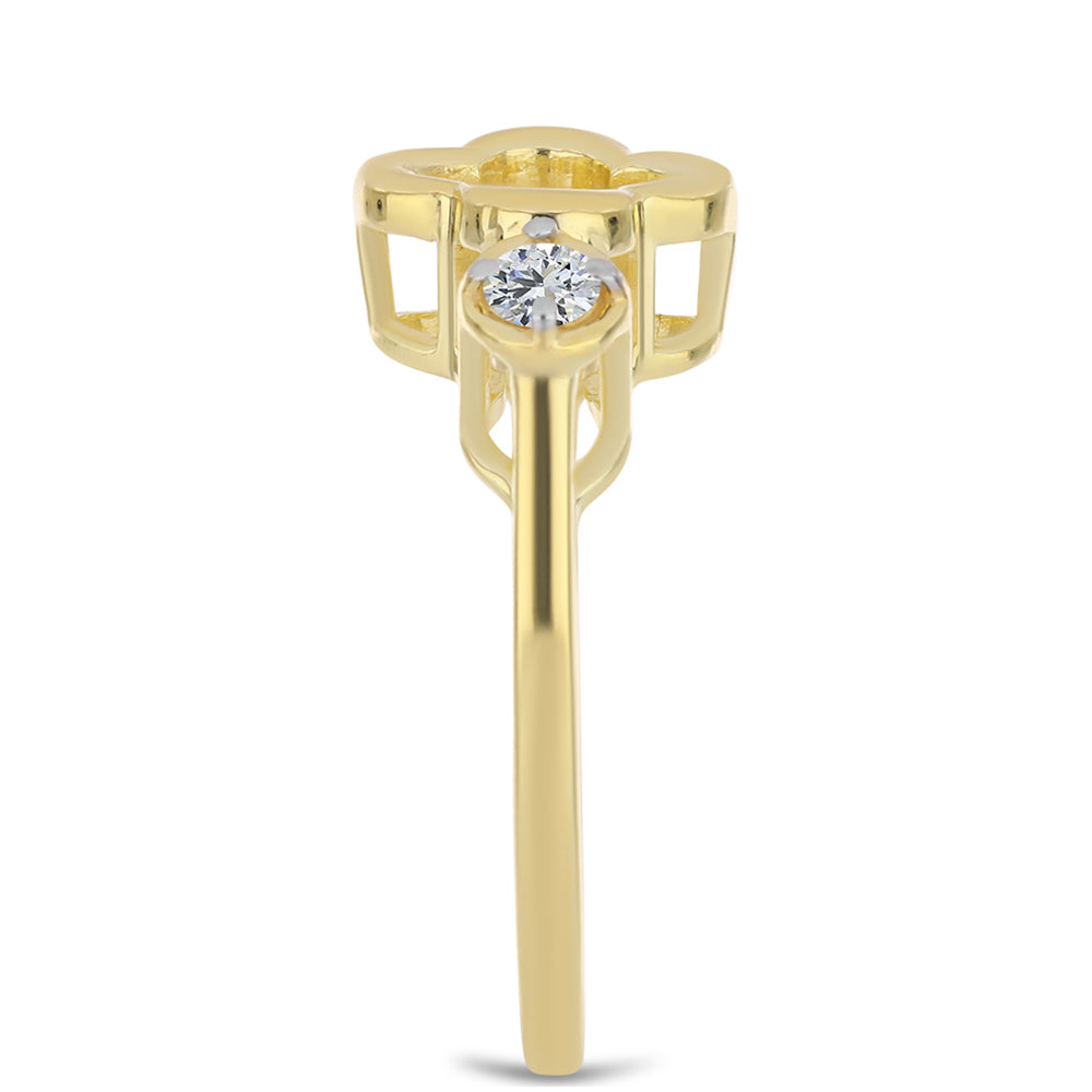 Pozlacené Stříbro 925/1000 - Prsten s Cognac Diamantem a Bílým Topazem - Karátové číslo: 0.28. přibližná hmotnost: 3.26 gramů