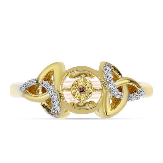 Pozlacené Stříbro 925/1000 - Prsten s Cognac Diamantem a Bílým Topazem - Karátové číslo: 0.1. přibližná hmotnost: 3.88 gramů
