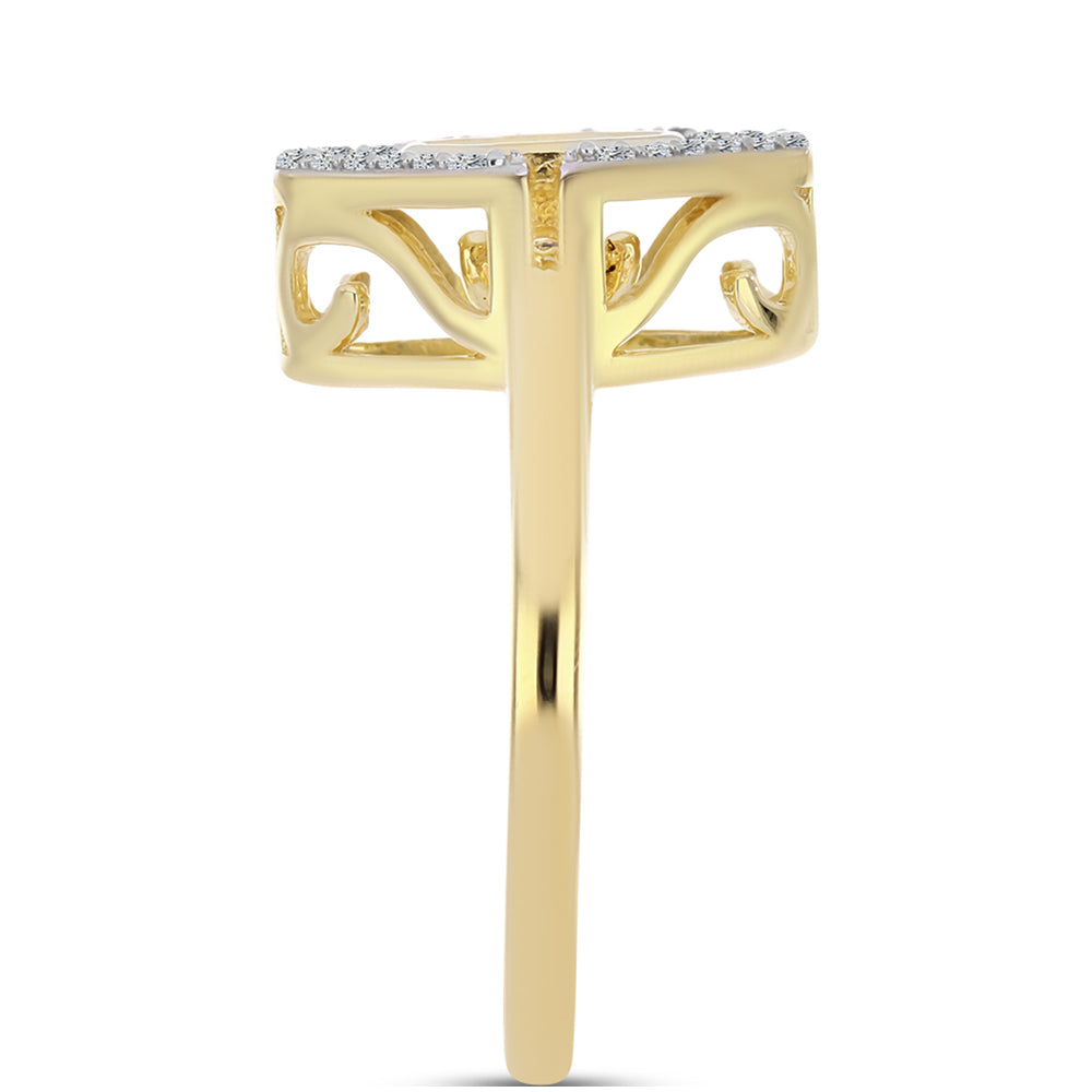 Pozlacené Stříbro 925/1000 - Prsten s Cognac Diamantem a Bílým Topazem - Karátové číslo: 0.29. přibližná hmotnost: 4.99 gramů