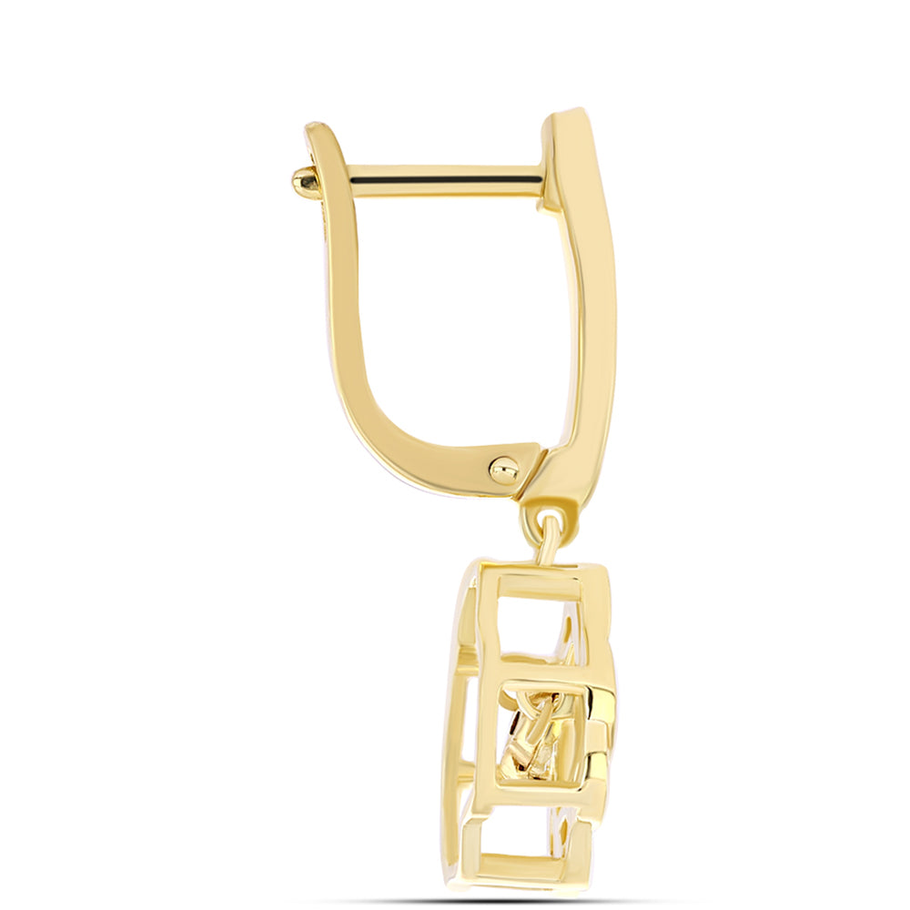 Pozlacené Stříbro 925/1000 - Náušnice s Cognac Diamantem - Karátové číslo: 0.01. přibližná hmotnost: 7 gramů