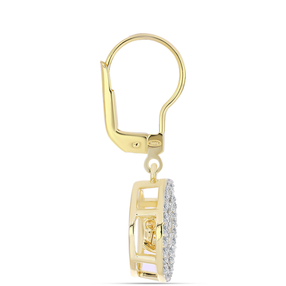 Pozlacené Stříbrné Náušnice s Cognac Diamantem a Bílým Topazem