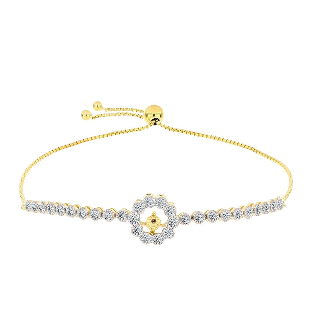 Pozlacené Stříbro 925/1000 - Náramek s Cognac Diamantem a Bílým Topazem - Karátové číslo: 0.55. přibližná hmotnost: 5.91 gramů