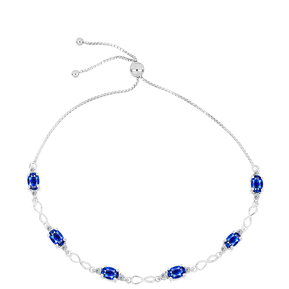 Stříbrný Náramek s Australským Modrým Safírem a Bílým Topazem