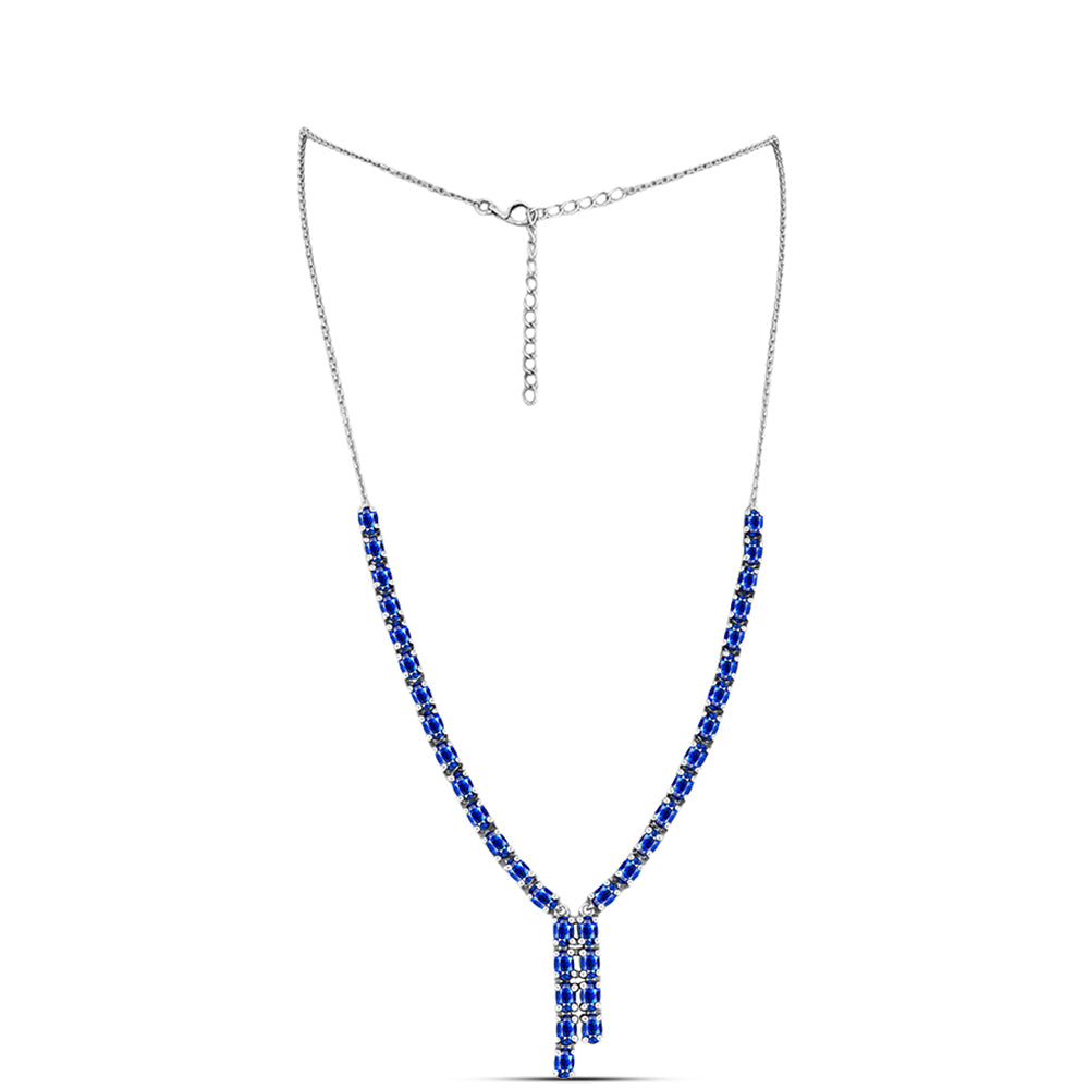 Stříbro 925/1000 Náhrdelník s Australským Modrým Safírem - Karátové číslo: 12.58. přibližná hmotnost: 14.21 gramů